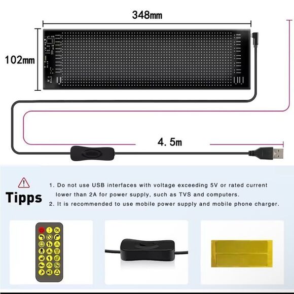 RGB Matrix Pixel Panel Scrolling Bright Advertising LED Signs (20x64 pix-7x36in) - Picture 4 of 13